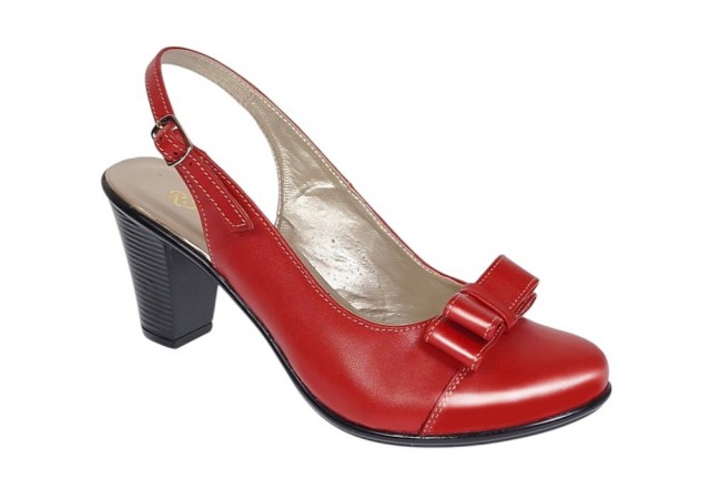 Pantofi dama decupati din piele naturala box cu varf lacuit - Mara Rosu L